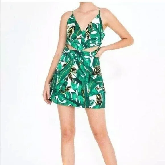 green emerald velvet dress Green Cut-Out Sleeveless Midi Dress  FARM Rio